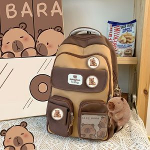 MONLEYTA | Spine Protection School Bag Stationery Brown High Capacity For 1-6 Grade Primary School And Junior High Students Large Size