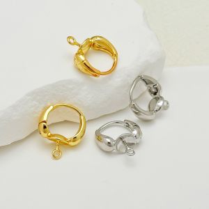 Handmade DIY Open Back Earring Jewelry Accessories Pearl Embedded Gold Plated Alloy Fresh out New Fashion Ear Ring Parts