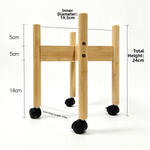 Mobile Wheeled Plant Stand Double-tier Wooden