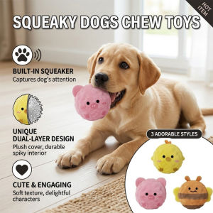 Squeaky Dog Chew Toy Plush Spiky Ball Interactive Training Dogs Toy Relief Boredom Molar Teeth Cleaning Puppy Toys Pets Supplies