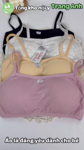 Áo Lót Lá Học Sinh Cho Bé Gái Cotton Hình Thỏ Áo Lá Có Mút Mỏng Hai Dây Freesize (30-45kg) Loại Đẹp AL1104 (MÃ 6059/ bra thỏ)