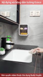 Hộp đựng xà bông ECOCO cao cấp Kệ để đồ nhà tắm đa năng kèm khay hứng nước không khoan tường mẫu mới