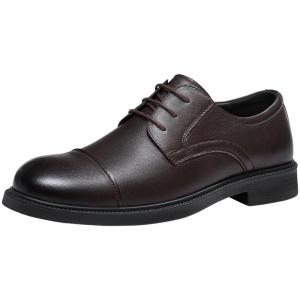 Camel Mens Oxford Shoes Spring New Style Heightening Derby Shoes Wedding Formal Business Leather Shoes round Toe mid Heel