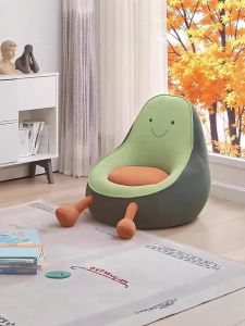 โซฟาเด็กการ์ตูนสีเขียวมะกอกแบบพักผ่อนในห้องนอนและห้องนั่งเล่น โซฟาอเนกประสงค์สำหรับอ่านหนังสือ รองรับน้ำหนักเบา ไม่ต้องประกอบ