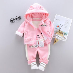2023Autumn Winter Kids Clothing Set Boys keep warm Cartoon Hooded Coat Children Toddler Girl Golden velvet Tracksuit Set 0-4Y