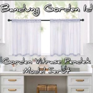 Gorden Etalase Model Serut Lebar 2 Meter Buat Etalase Warteg Vitrase Putih Polos Transparan