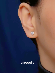 Alfredulla M 0.50ct Heart Tiffset Moissanite Earrings