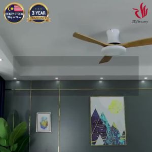 COOL POWER 42" LED 3 Modes Remote Light Ceiling Fan 3 Blades Bedroom Living Room Lampu Kipas Siling Kayu 42 3 G05
