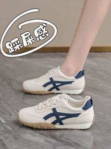 Leather Sport Shoes Womens Casual Style Spring Autumn Lightweight Comfortable Cross Buckle Fashionable Flat Heel Rubber Sole