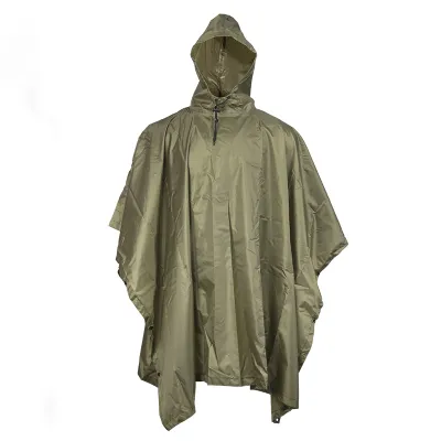 Camouflage Lightweight Outdoor Raincoat Unisex Hiking Camping Mountain Climbing Three-in-One Poncho Hooded Separate Tent