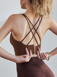 Dcw ผู้หญิง สปอร์ตบรา กันกระแทกวิ่งออกกําลังกายการฝึกอบรม เสื้อกั๊ก กลับสนับสนุนพิลาทิสโยคะออกกําลังกายชุดชั้นในถ้วยคงที่