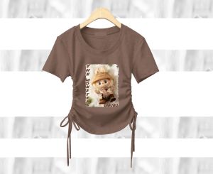 younghands kaos crop top murah labubu atasan wanita model korean lengan pendek