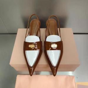 Aishigo Gold Coin Sandals 2026 New Color Block Head Cat Heel Pointed Toe Hollow Back Thin Heel Medium Heel Single Shoes Women