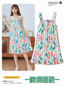 Slip Nightdress Womens Summer Loose Pajamas Cotton Silk Cotton Plus Size Artificial Cotton Dress Cute Thin Homewear