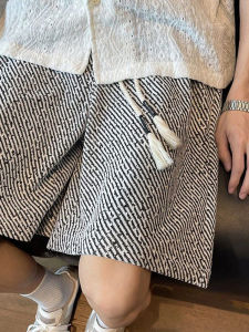 Quần Short Thể Thao Dệt Kim Họa Tiết Ngựa Vằn Cho Nam Mùa Hè Mỏng Rộng Rãi Năm Phần Quần Dài Thường Ngày Thời Trang Đường Phố