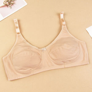 Pure Cotton Plus Size Ladies Young Adult Bra High School Thin Wireless Sponge-Free Junior High School Students plus Size Chest-Flattering Small Bra
