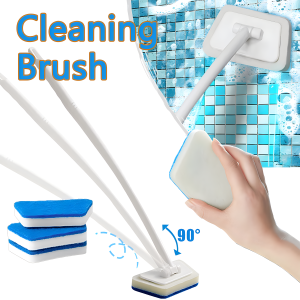 Cleaning Bathroom with Long Handle Brushes & Multi-Functional Cleaners