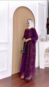 ANFAF - Nadine Dress Lebaran Terbaru 2025 Dress Wanita Korean Style Gamis Dewasa Motif Terlaris Kekinian