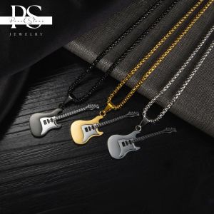 Punk Guitar Mặt Dây Chuyền Vòng cổ thép không gỉ Cho Nam Giới Phụ Nữ Cô Gái Cá Nhân Rock âm nhạc điện tử Quyến Rũ Chuỗi 22 Inches Thời Trang trang sức cổ điển Quà Tặng