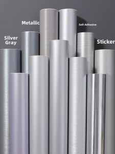 Thickened Metal Stainless Steel Frosted Silver Self Adhesive Sticker for Refrigerator Washing Machine Renovation Decoration Waterproof Wall Paper