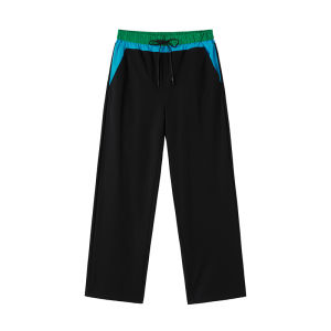 URLAZH | Summer New American Vintage Color-blocked Loose Straight Black Womens Casual Trousers