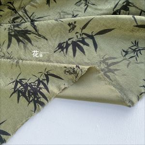 ชุดตัดเย็บผ้าพิมพ์ผ้าลินินผ้าใยไผ่สีเขียวผ้า TJ22287ดีไซเนอร์