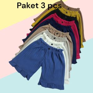 PAKET 3 PCS CELANA PENDEK ANAK PEREMPUAN BAWAHAN KNITS HORNETS PREMIUM