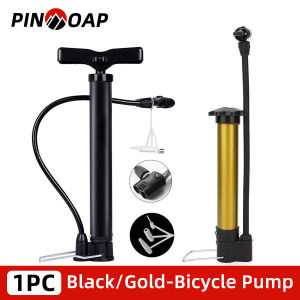 PINMOAP 1PC Black/Gold Bicycle Inflator Multi Functional Convenient Manual Inflator Pump Essential Inflator Tool For Cycling