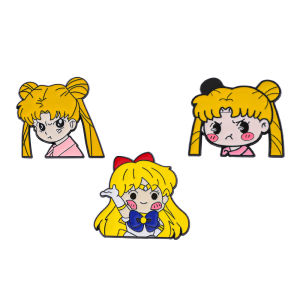 3 Pcs Cute Sailor Moon Cartoon Anime Brooch Exquisite Personality Character Enamel Pins Badge Clothes Jewelry Accessories Gift