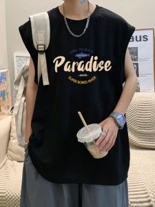 Áo Vest Thể Thao Nam Cotton Nguyên Chất Dáng Rộng Không Tay Thời Trang Mùa Hè Phong Cách Mới Thường Ngày Hở Vai