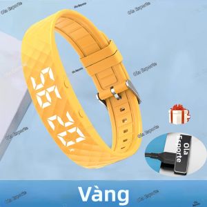 Đồng Hồ Báo Thức Kỹ Thuật Số LED Dạng Vòng Đeo Tay Có Chức Năng Báo Lại Chống Ồn Tích Hợp Máy Đo Bước Chân Và Theo Dõi Giấc Ngủ Chống Nước IP65 Dành Cho Người Lớn