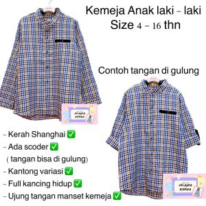 KEMEJA KOKO ANAK TANGAN PANJANG UMUR 4 - 16 TAHUN KEMEJA ANAK COWOK FREE ONGKIR CASHBACK BISA COD