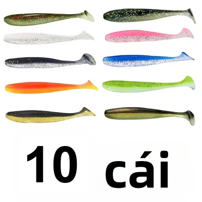 Bộ 10 Mồi Câu Cá Giả Bằng Silicon Mềm Lớn Kiểu Shad Wobbler Dành Cho Câu Cá Nước Mặn Kèm Phụ Kiện Spinnerbait Worm Swimbait Dùng Cho Biển Sông Hồ.