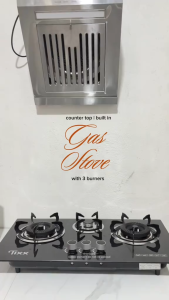 TIXX 5.2KW Embedded Gas Stove Three-Burner Built-in Explosion Proof Tempered Glass Panel Easy to Clean