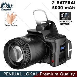 H2S Senter Kepala LED Laser Zoom Rotary 2 Baterai 5000mAh 50w 6 Mode Waterproof IPX6 HS-U8