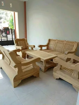 Sofa Kursi Tamu Kayu Jati Jumbo Dan Tebal 2 Kursi 2 Bangku Dan Meja
