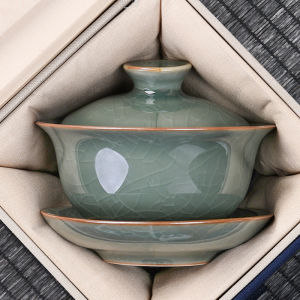 Premium Gongfu Tea Set Individual Large Size Ice Crack Pattern Ceramic Tea Bowl Hand-Friendly No Scalding Hot Tea Cup