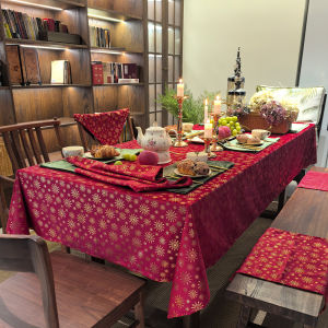 1Pc Christmas Snowflake Velvet Tablecloth Christmas Atmosphere Decoration Suitable for Holiday Atmosphere Embellishment