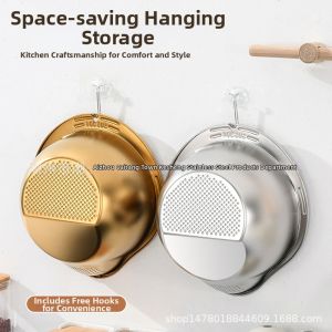 Stainless Steel Thickened Rice Washing Sieve Water Drainage Bowl