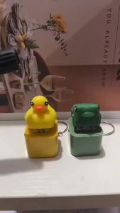 USB Plastic Croaking Frog Duck Keychains with LED Light Fingertip Button Frog Croaking Fidget Funny Keyboard Keyring