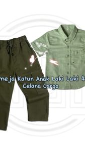 Setelan Kemeja Anak Laki Laki Cargo 4-12 Tahun Katun