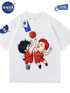 เสื้อยืดแขนสั้นผ้าฝ้ายแท้สำหรับเด็กชาย ฤดูร้อน ลายการ์ตูน บาสเก็ตบอล ลำลอง ลำลอง คอกลม แขนสั้น แฟชั่นเด็ก