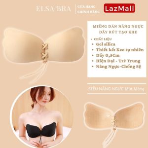 Miếng dán ngực mút mỏng dây rút - Cải thiện vòng 1 ngay lập tức Tự tin hơn với miếng dán ngực mút mỏng dây rút tạo khe ELSA BRA