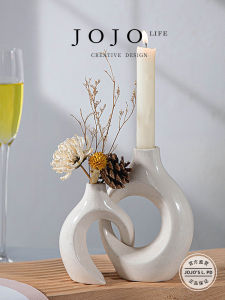 Creative Ceramic Snug Candlestick Nordic Style Irregular Shape Candle Holder Circle Design Home Decor Accessories