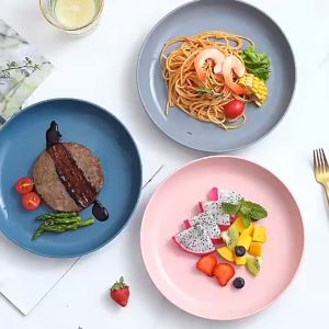 1 Lusin Piring Jerami 12 Pcs Murah Piring Makan Plastik 22 Cm Jerami Gandung