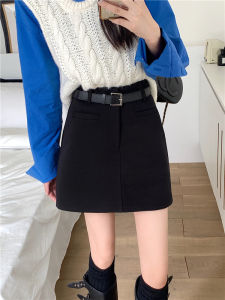 Plus Size Woolen A- line Skirt Female Fall and Winter New Arrival High Waist One-Step Hip Skirt Fashion Tape Flab Hiding Versatile Short Skirt