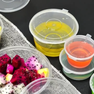 【VIDKHSY Store】100PCS Hinged Sauce Cup with Lid 1/1.5/2/3/4oz Disposable Plastic Container Microwavable Leak-Proof Environmental Food Container Cup