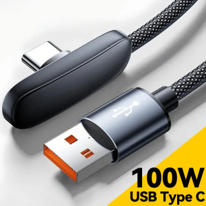 100W Cable 10A Right Angle 90° Cable Super Fast Charging USB-C To Type-C Data Cord Phone Charging Data Cable Convenient Gaming