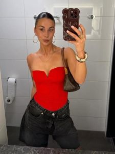 Slim Fit Strapless Vest Nịt Eo Gợi Cảm Cho Nữ Vest Hở Lưng Bằng Sợi Triacetate Dày Màu Trơn Dài Ngắn Thường Ngày Mùa Đông