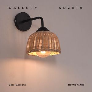 Lampu Dinding Vintage Minimalis Anyam Rotan